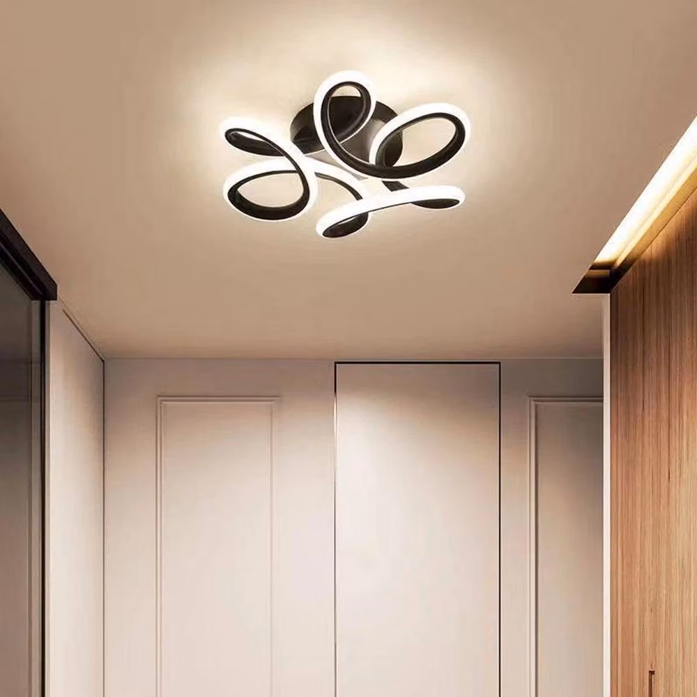 FLAVORA Modern Dimmable LED Ceiling Chandelier Light in Black – 5