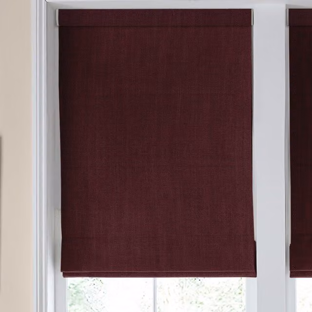 Laura Ashley Swanson Made to Measure Blackout Roman Blind in Dark Cranberry Red