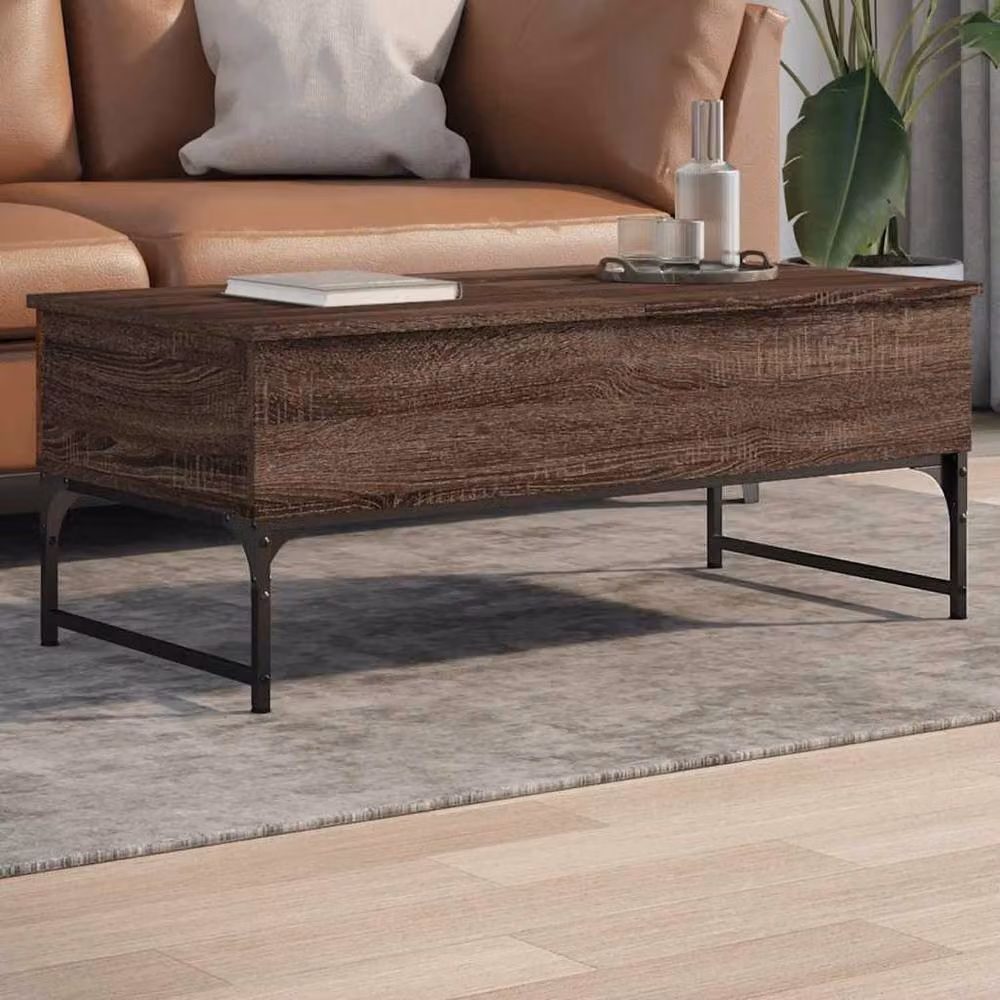 Berkfield Home Brown Oak Coffee Table with Lift Mechanism, W/D/H: 100 x 50 x 40 cm – 2