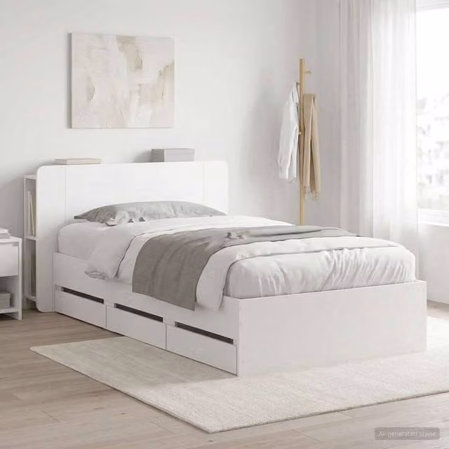 Berkfield Home Modern Bed Frame with Storage Drawers in White, Engineered Wood, W/D/H: 80 x 200 cm – 1