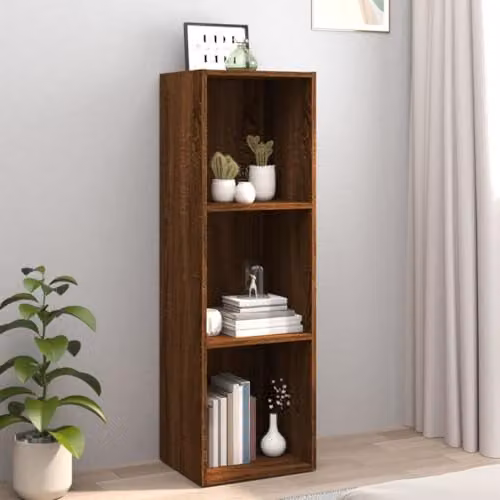vidaXL Brown Oak Book and TV Cabinet in Engineered Wood, W/D/H: 36 x 30 x 114 cm – 2