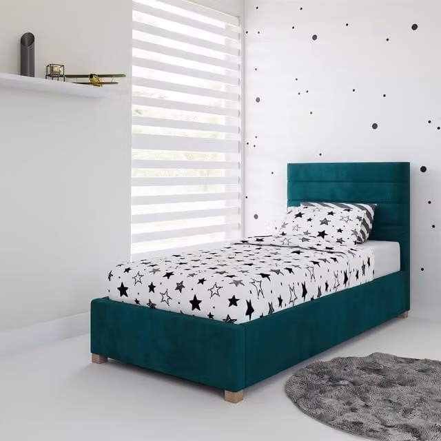 Rest Relax Lottie Single Fabric Ottoman Bed in Green, W/D/H: 90 x 200 cm – 1