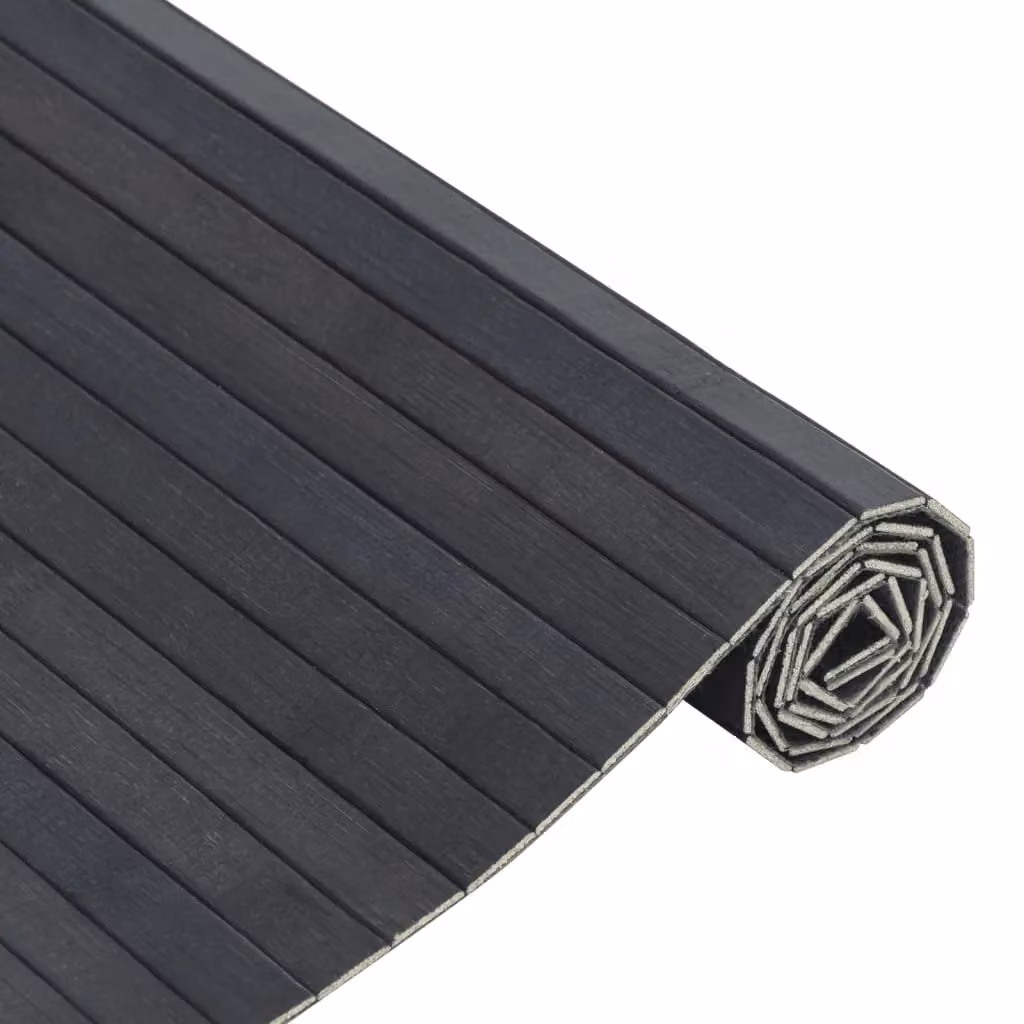 Berkfield Home Rectangular Grey Bamboo Rug, W: 100 cm, D: 200 cm – 3