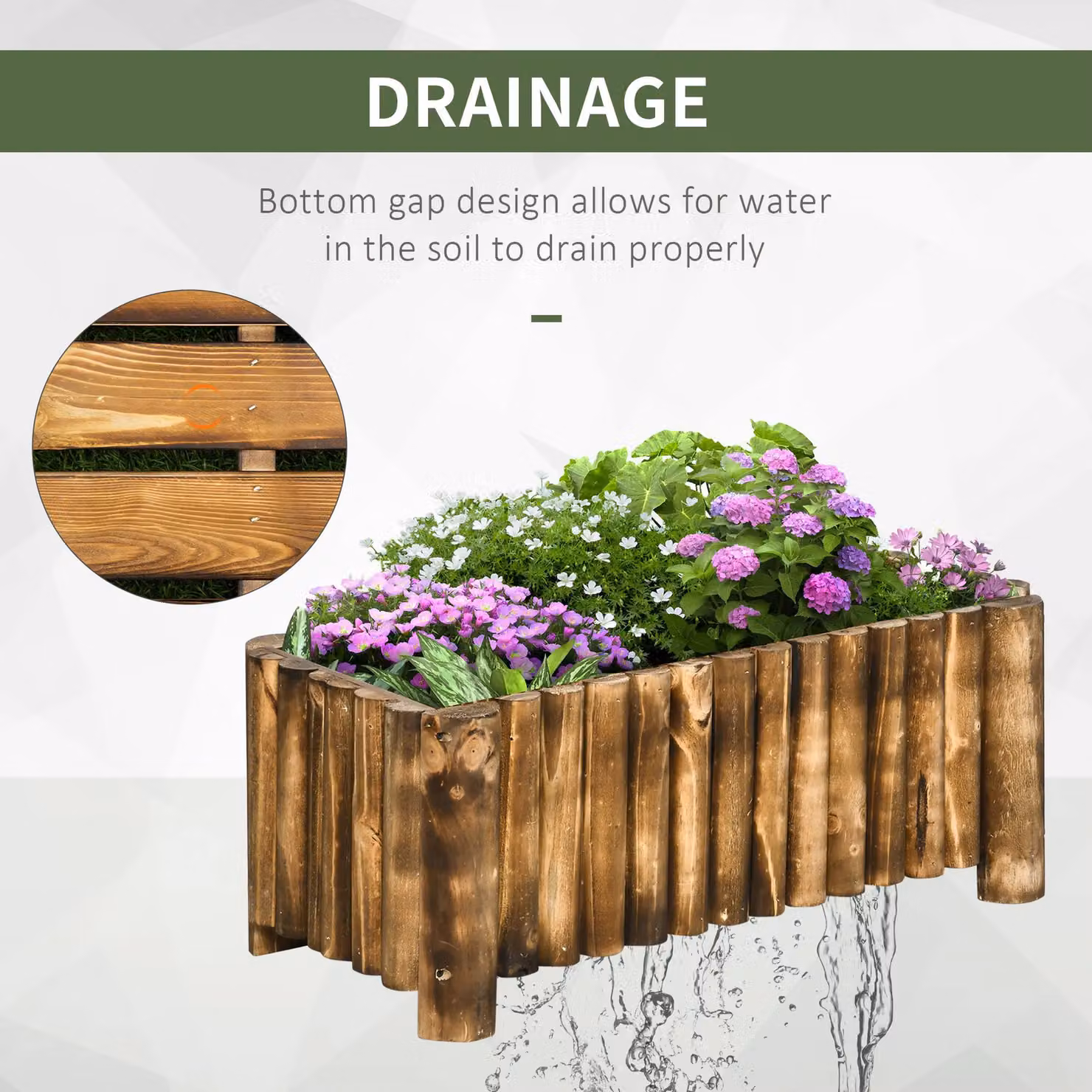 OUTSUNNY Wooden Raised Flower Bed and Herb Garden Planter in Brown, W/D/H: 78 x 35 x 30 cm – 4