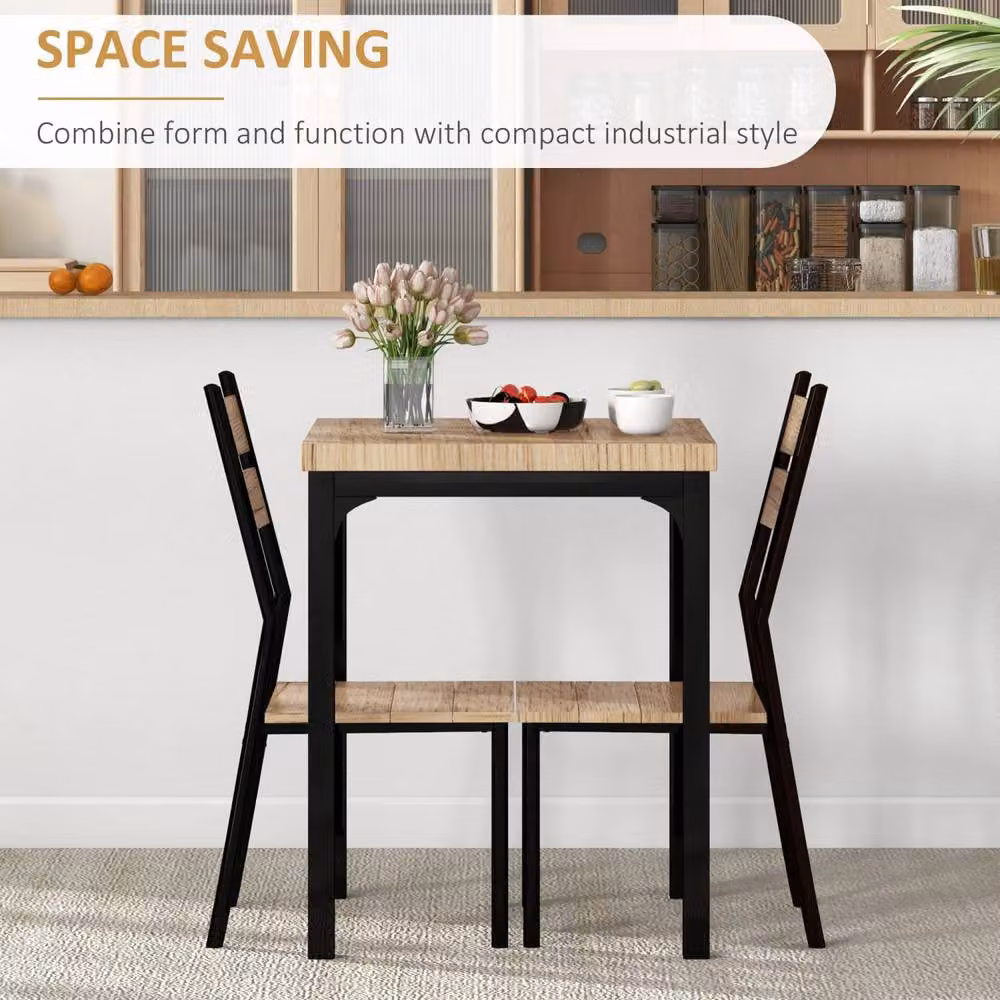 Wyld Haus Lalara 3 Piece Modern Dining Set in Brown and Black – 4