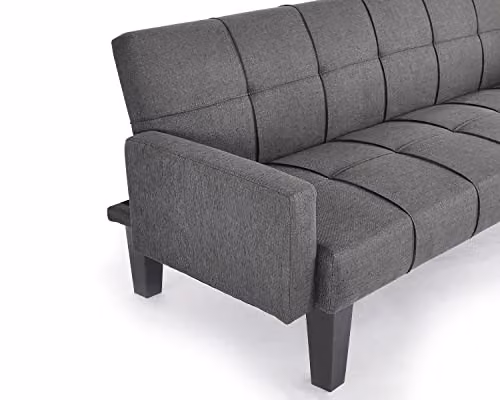 Home Detail Levine 3 Seater Click Clack Sofa Bed in Dark Grey Fabric – 4