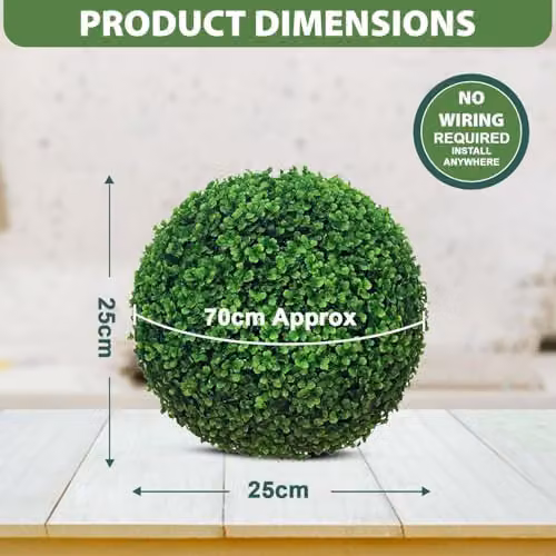MANTRARAJ Solar Powered 20 LED Flower Lights Topiary Ball Garden Decoration, Green, Diameter: 28 cm – 7