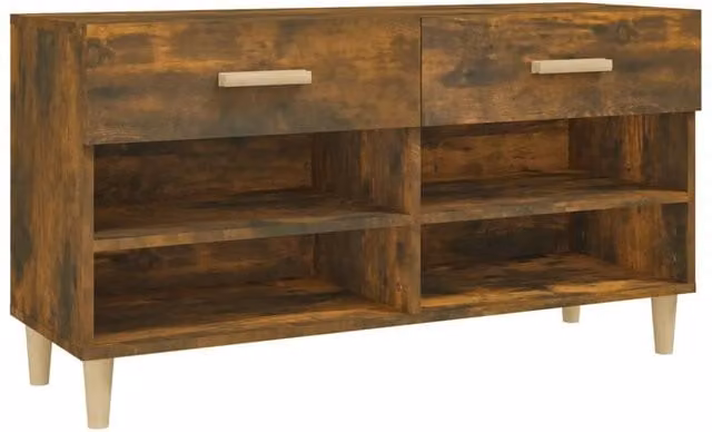 Berkfield Home Smoked Oak Shoe Cabinet in Brown, W/D/H: 102 x 35 x 55 cm – 1