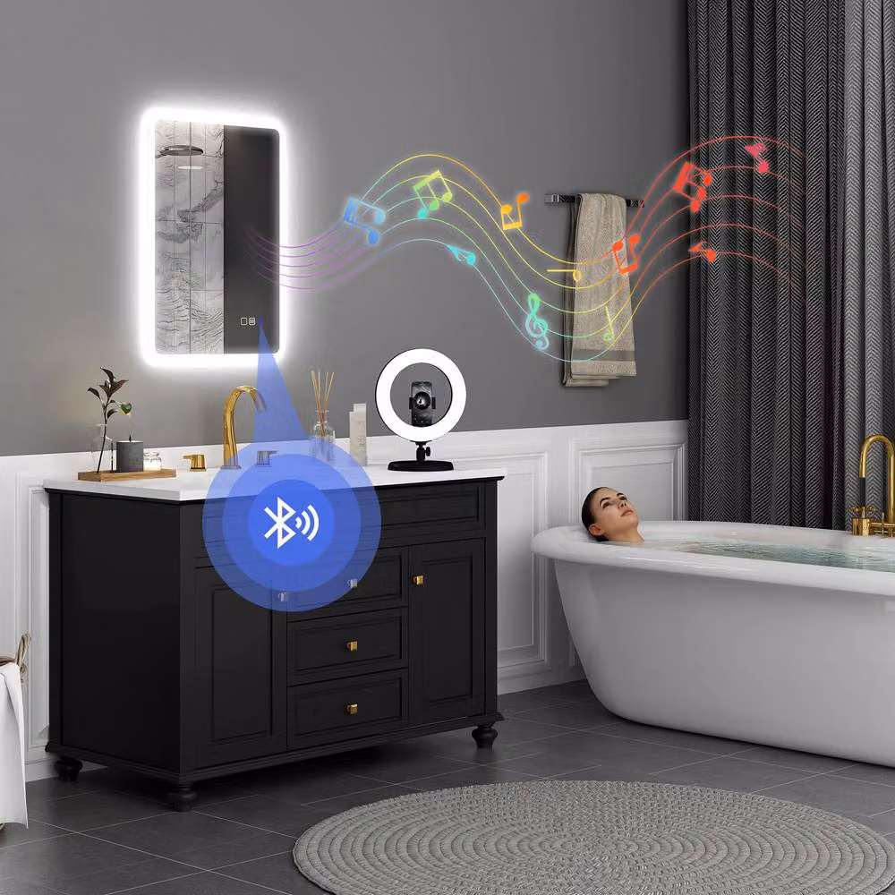 STILVORA LED Bluetooth Bathroom Mirror in Silver – 2
