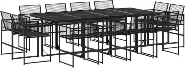 Berkfield Home 13 Piece Black Poly Rattan Garden Dining Set
