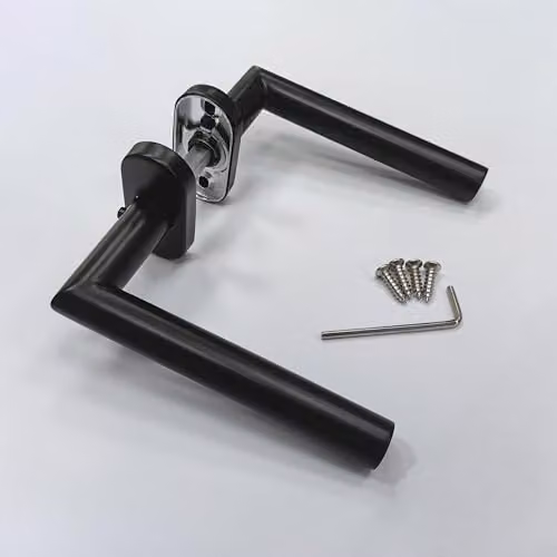 Forgeworks Slim Fit Rose Door Handle and Rosette Set in Matt Black Stainless Steel – 5
