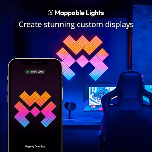 Twinkly Squares Combo Pack of 6 App-Controlled RGB LED Panels in Black – 3