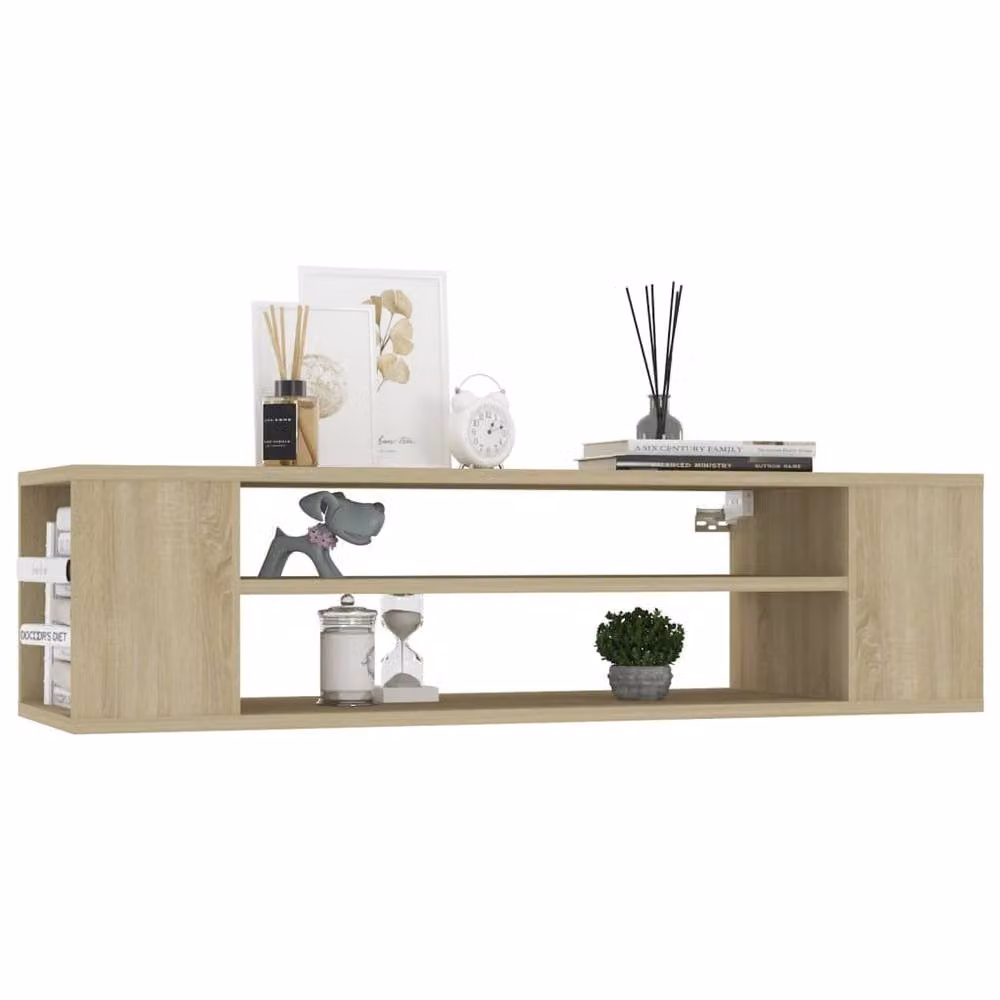 Berkfield Home Hanging TV Cabinet in Sonoma Oak, Beige, W/D/H: 100 x 30 x 26.5 cm – 2