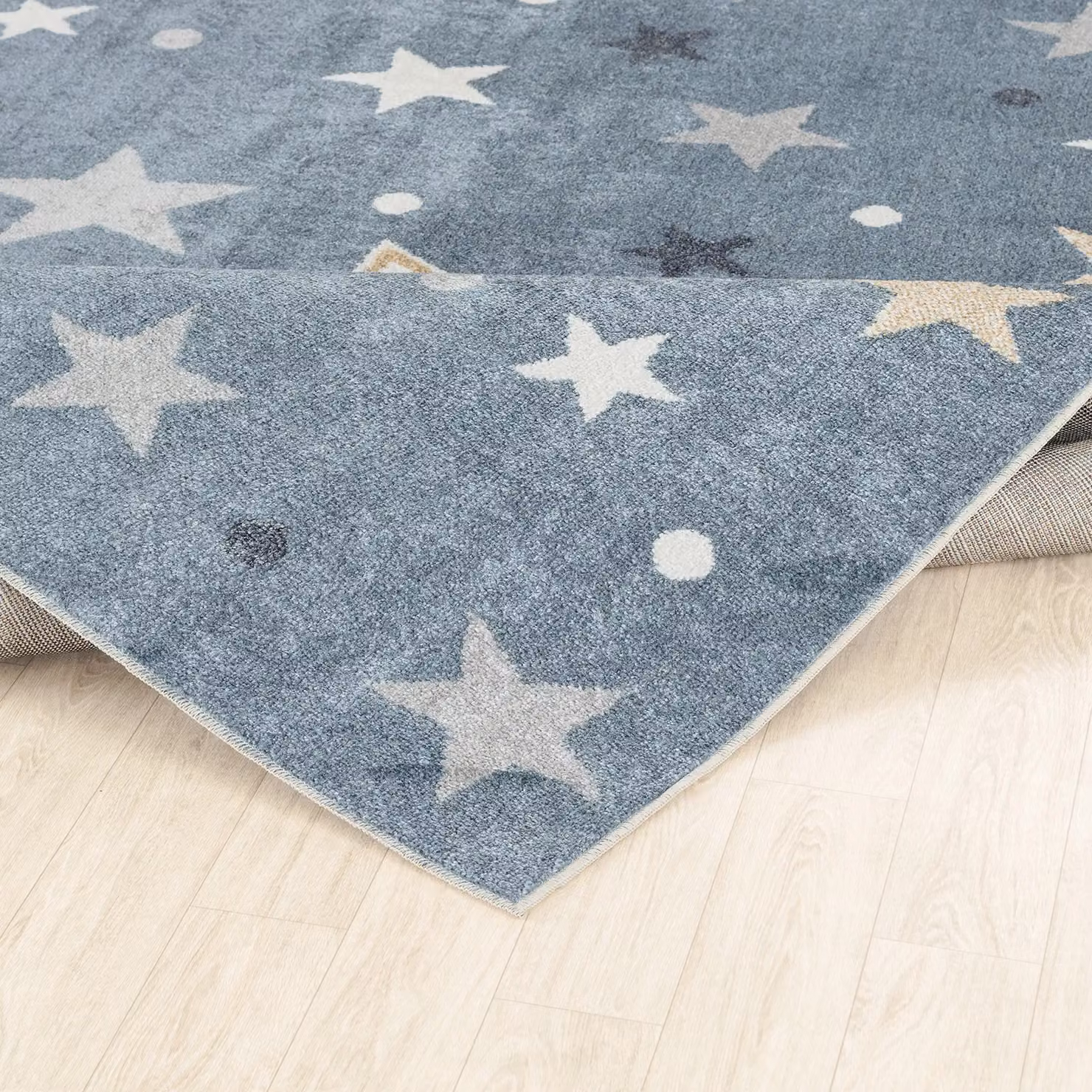 Livabliss Lilian Washable Kids Star Pattern Rug in Blue, Grey, Beige and Yellow, W: 120 cm, D: 170 cm – 2