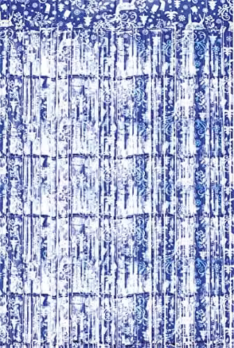 Netagon Blue Shimmer Tinsel Curtain with Reindeer and Christmas Tree Design, W: 1 m, H: 3 m