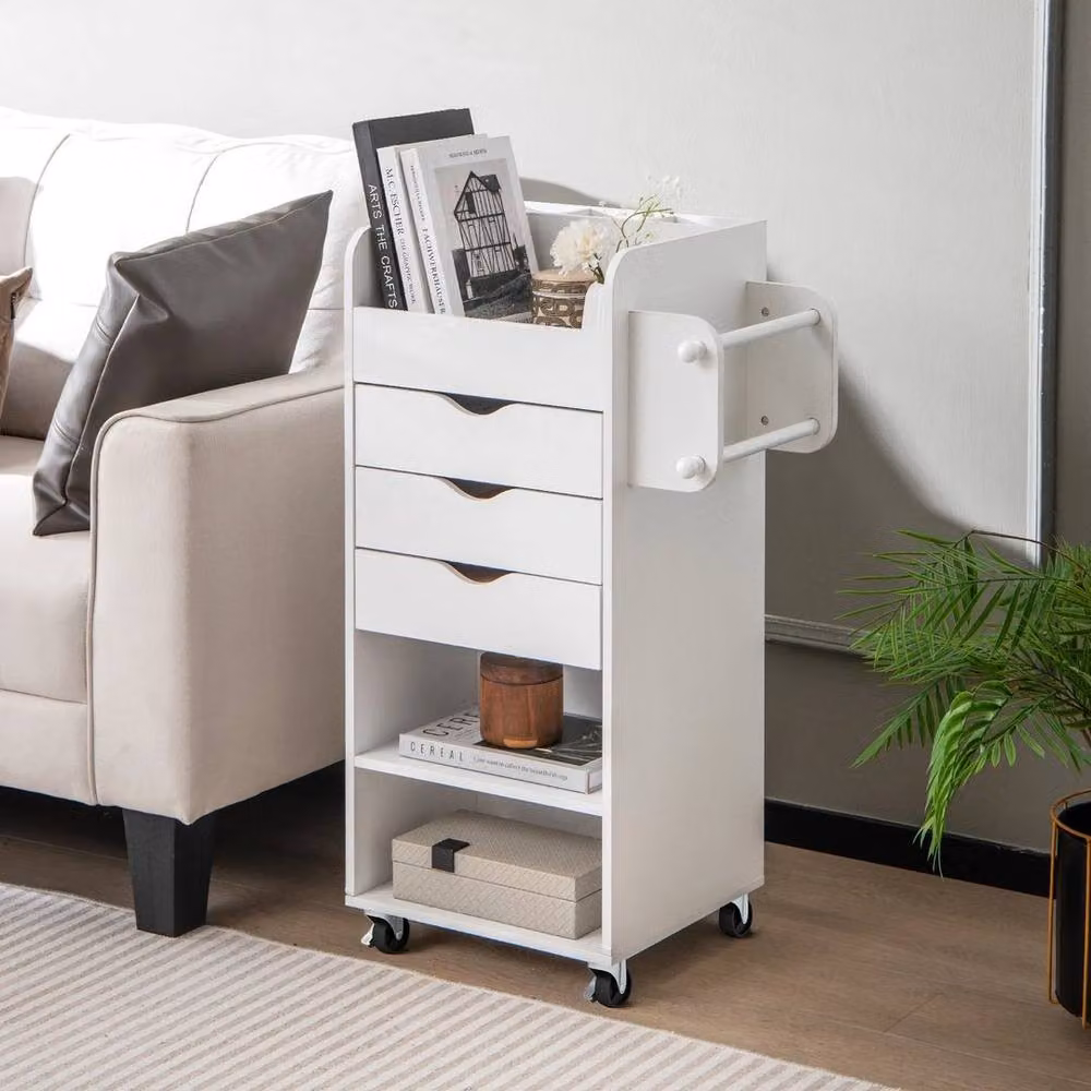 Kelvenix Rolling Craft Storage Utility Cart in White – 2