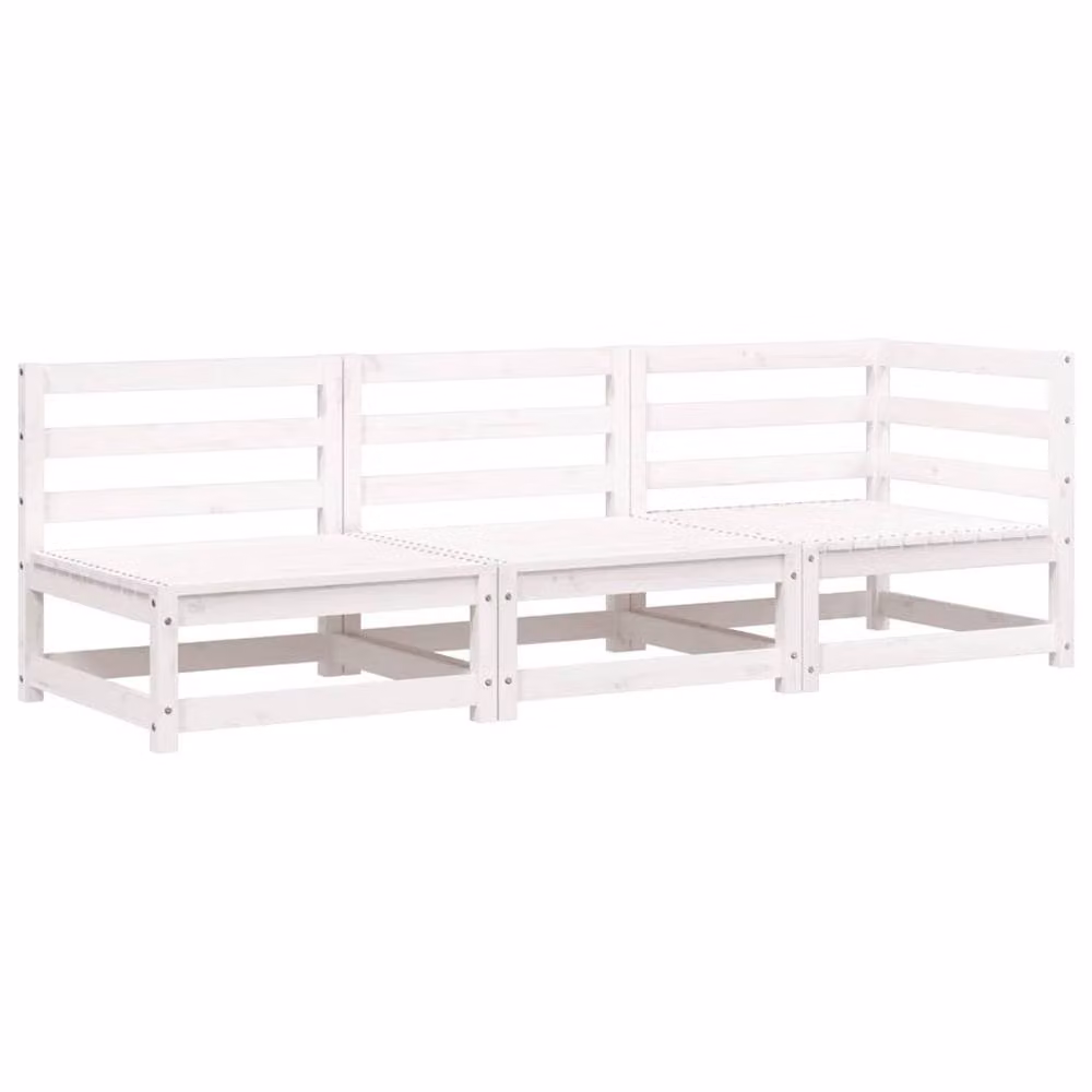 Berkfield Home 3-Seater Garden Sofa in White Solid Pine Wood – 2