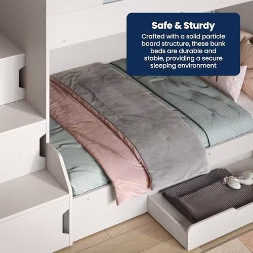 Flair Slick Staircase Triple Bunk Bed with Storage in White – 2