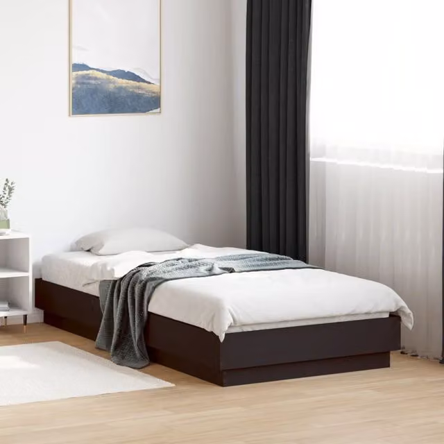 Berkfield Home Small Single Bed Frame in Black, Engineered Wood, W: 75 cm, L: 190 cm – 1