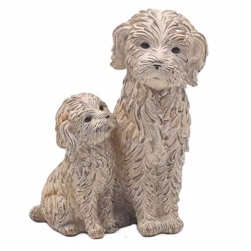Garden Greatness Happy Paws Dog Duo Animal Ornament in Beige, Silver and Multicolour