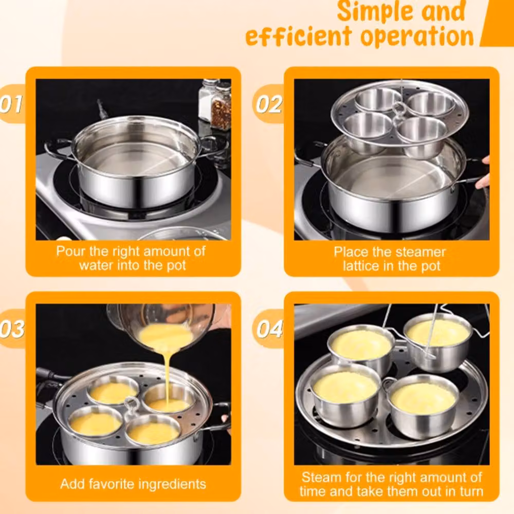 Ventryn Egg Poacher Steamer Pot with 4 Bowls and Glass Lid in Silver – 3