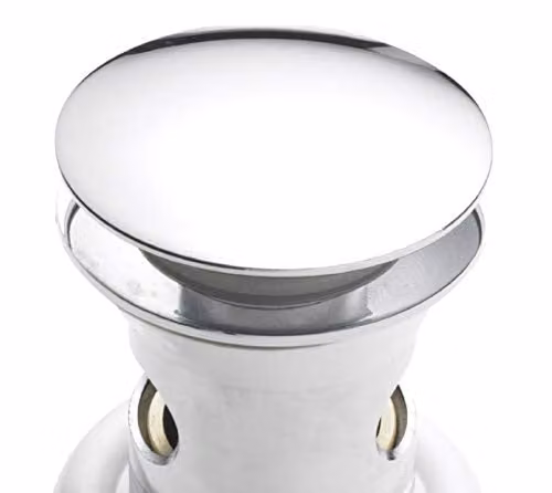 Nuie E328 Modern Easyclean Slotted Push Button Basin Waste in Chrome