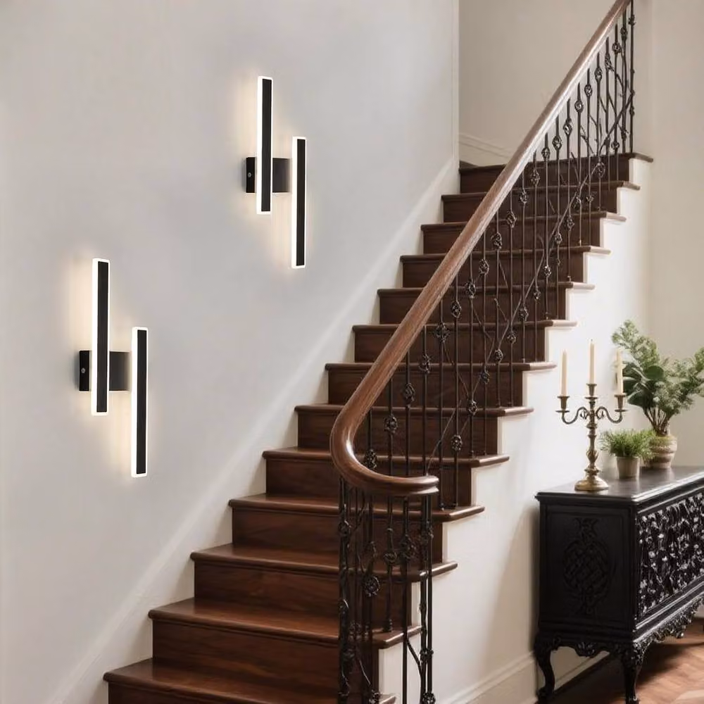 Goeco Modern LED Indoor Wall Light, 32W, Black Acrylic and Metal Up and Down Bar Lamp, 4500K – 2