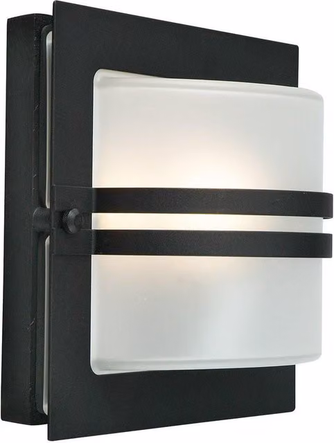 Netlighting Bern Black Outdoor Wall Light with Frosted Glass and E27 Socket, IP65 Rated
