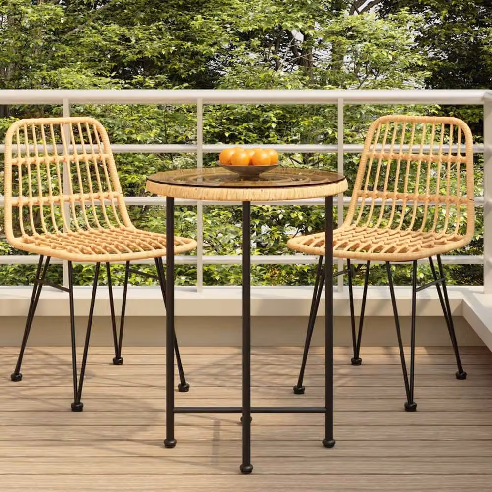 Berkfield Home Modern Dining Table with Brown Tempered Glass and Steel, Diameter: 55 cm, Height: 74 cm – 2