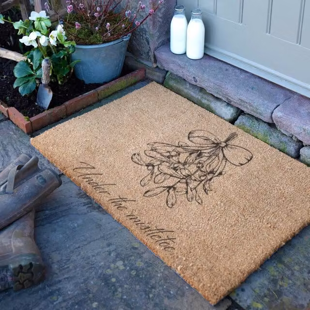 Artsy Mats Mistletoe Lines Coir Doormat in Brown, W: 90 cm, D: 60 cm