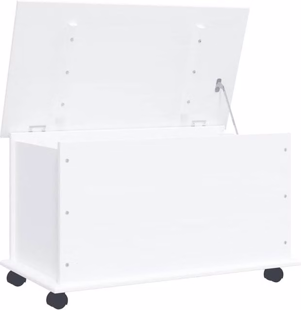Berkfield Home ALTA White Solid Wood Pine Storage Chest with Castors W: 73 cm, D: 39.5 cm, H: 44 cm