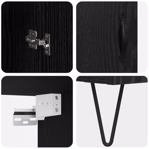 vidaXL Modern Black Oak Highboard with Hinged Doors and Internal Shelves, W/D/H: 69.5 x 34 x 90 cm – 3