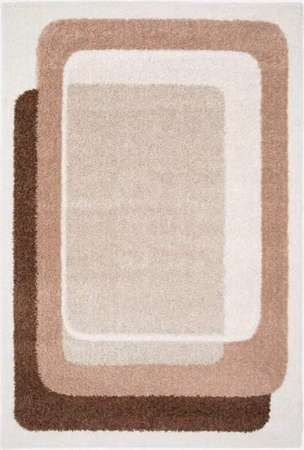 sweeek Modern Abstract Indoor Rug in Brown, Pink and Beige, W: 120 cm, L: 170 cm