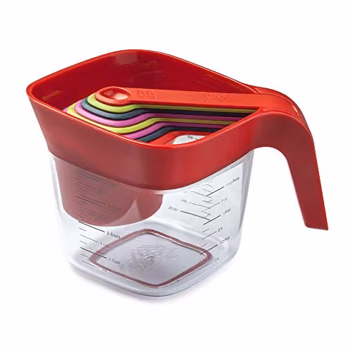 Zeal L207R Stack and Store Red Measuring Jug Set with Cups and Spoons