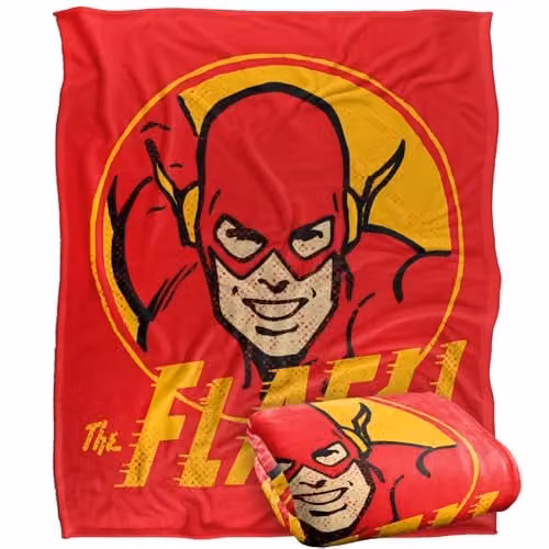 LOGOVISION DC Flash Circle Silky Touch Super Soft Fleece Throw Blanket, Multicolour, W: 152.4 cm x L: 152.4 cm – 1