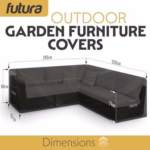 Futura V Shaped Waterproof Garden Furniture Cover in Black, W/D/H: 255 x 255 x 80 cm – 5