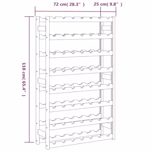 vidaXL Black Solid Pine Wood Wine Rack for 56 Bottles – 3
