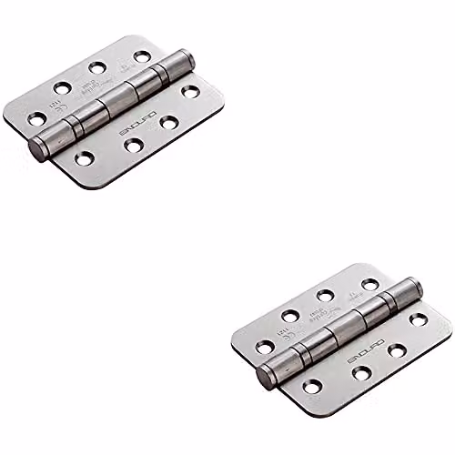 Loops 2 Pack of 13 Ball Bearing Hinges in Satin Stainless Steel, H 102 mm x W 76 mm x D 3 mm