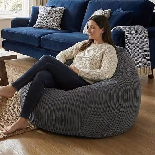 rucomfy Jumbo Cord Slouchbag Adult Beanbag Chair in Grey – 4