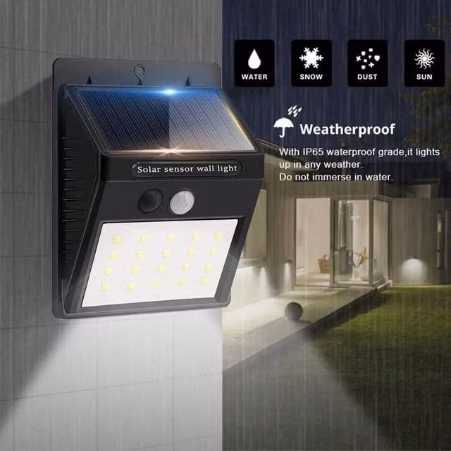 EONLION 4-Pack Solar LED Outdoor Wall Lights with PIR Motion Sensor in Black – 1