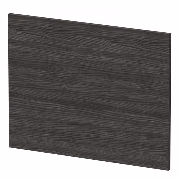Royal Bathrooms Hacienda Black Square Shower Bath End Panel with Woodgrain Effect, Width: 70 cm