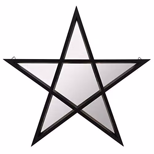 Garden Greatness Black Star Wall Mirror with White Wood Shelf