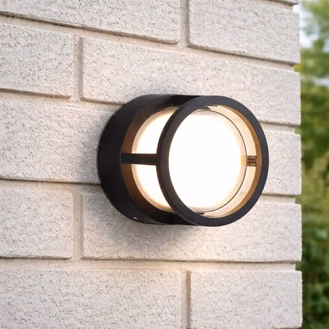 CGC Hudson Round LED Outdoor Wall or Ceiling Light in Black and White