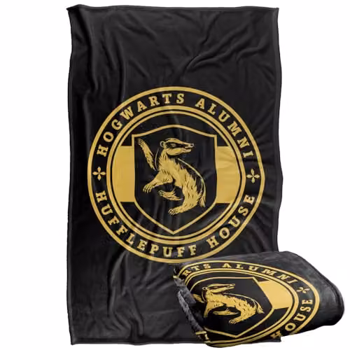 LOGOVISION Harry Potter Hufflepuff House Badge Super Soft Fleece Throw Blanket, Multicolour, W: 91.44 cm, D: 91.44 cm