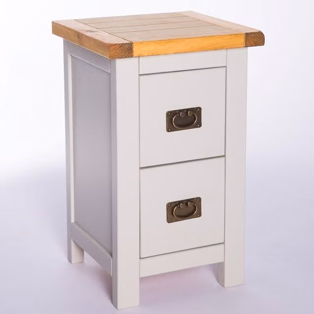 Cabinet Bits Argenta 2 Drawer Petite Bedside Cabinet in Grey and Gold
