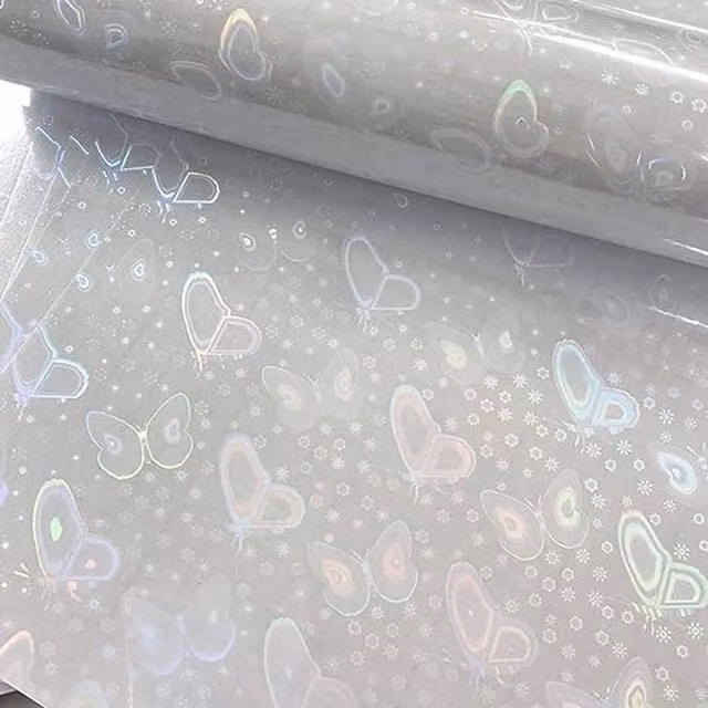 Syntego Pack of 10 Holographic Butterfly Vinyl Overlay Sheets in Multicolour