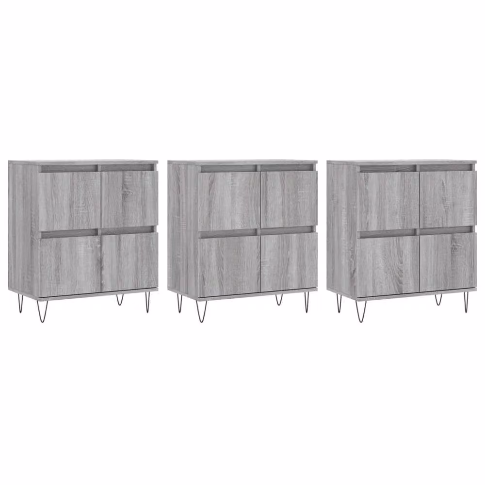 Berkfield Home 3-Piece Sideboard Set in Grey Sonoma Engineered Wood, W/D/H: 180 x 35 x 70 cm – 3