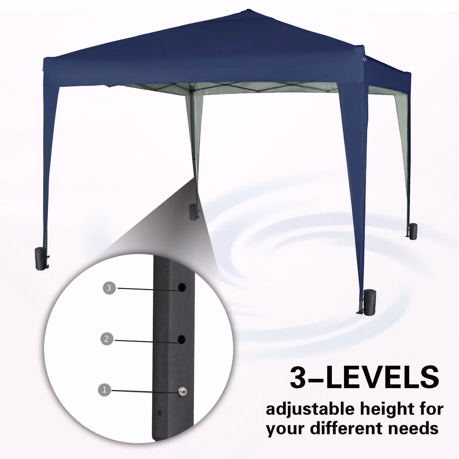 MCC Direct Blue and Silver Pop Up Garden Party Gazebo, W: 300 cm x D: 300 cm x H: 255.5 cm – 5