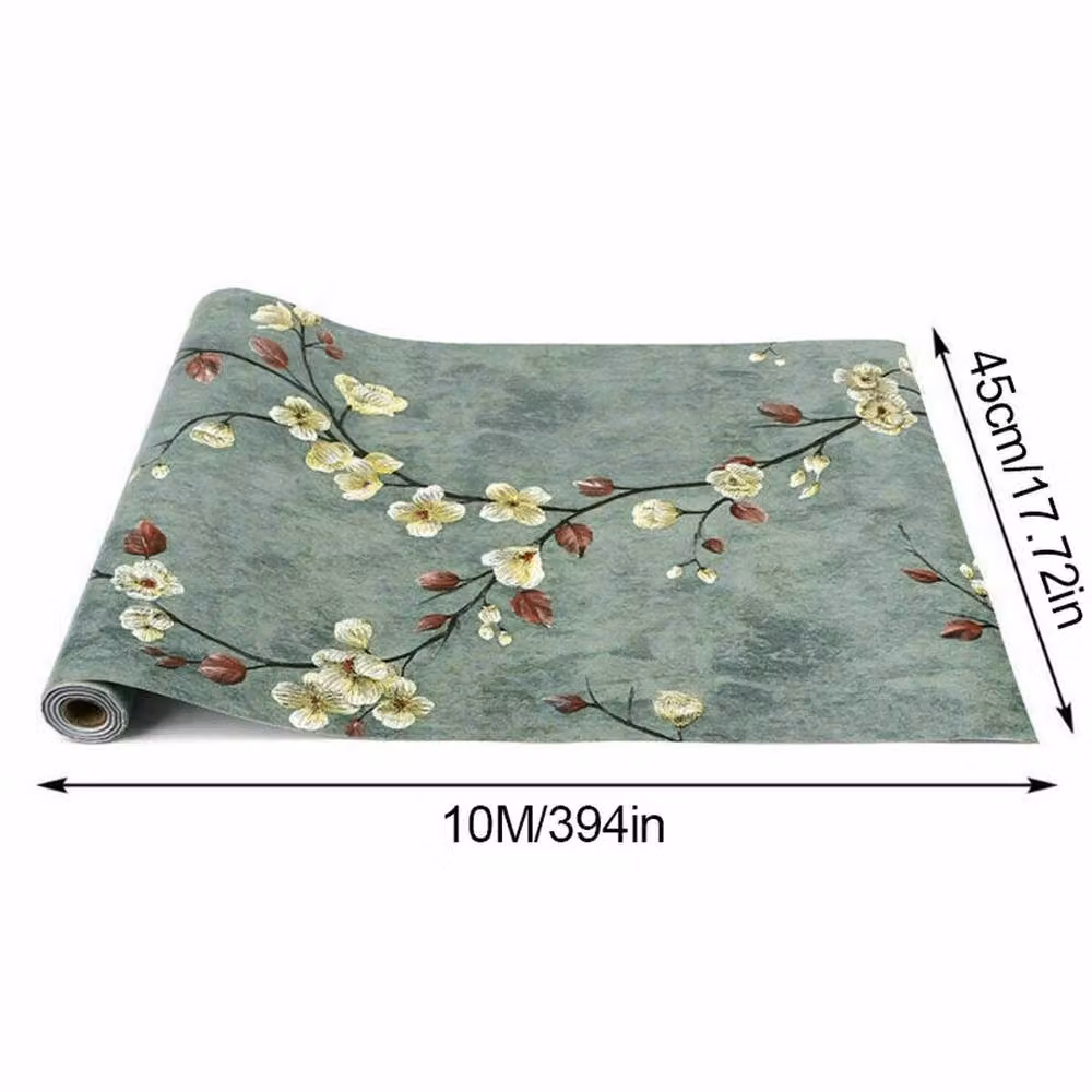 EONLION Self Adhesive Floral Drawer Wallpaper in Green, Width: 100 cm, Length: 10 m – 2