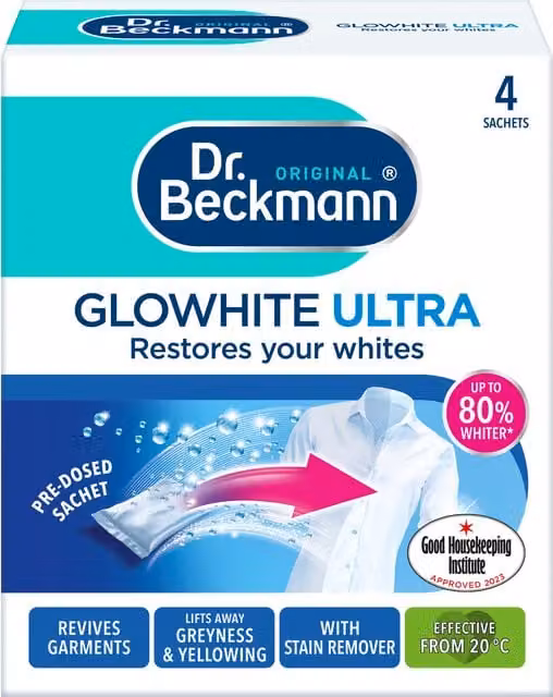 Dr Beckmann Glo White Ultra Fabric Whitener Sachets in White